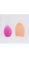 Набор косметический, спонж + brushegg (силиконовое яйцо для мытья кистей и спонжей)