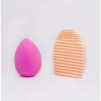 Набор косметический, спонж + brushegg (силиконовое яйцо для мытья кистей и спонжей)