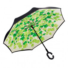 Умный зонт (зонт наоборот) с обратным открыванием Зелёные листья